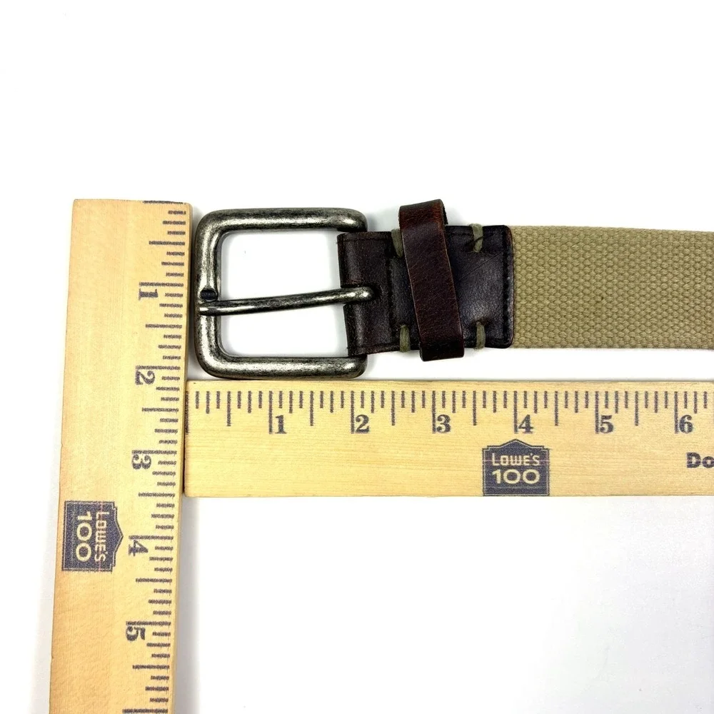 VTG‎ 90s Eddie Bauer Canvas & Leather Suringle Belt Khaki Mens 52